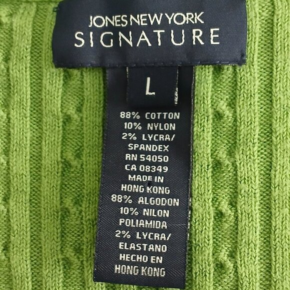 WOMENS JONES NEW YORK SIGNATURE VNECK SWEATER, 3/4 SLEEVE, PERIDOT GREEN, SIZE L - Picture 6 of 7
